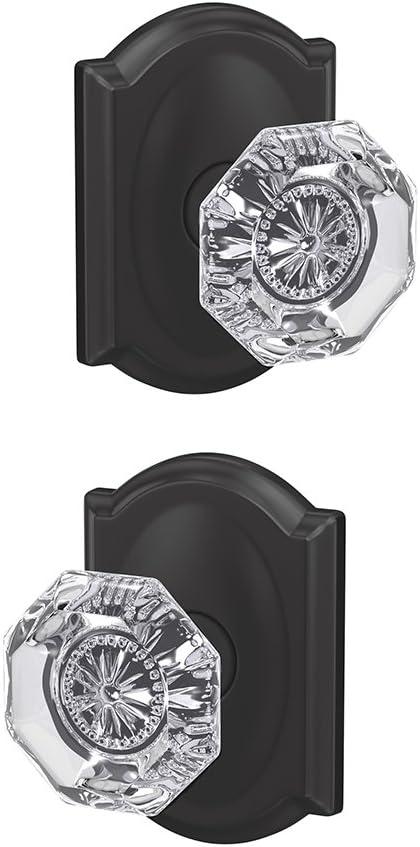 image:imageSchlage Custom FC21 ALX 716 CAM Alexandria Glass Knob with Camelot Trim HallCloset and BedBath Lock Aged BronzeMatte Black