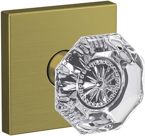image:imageSchlage Custom FC21 ALX 716 CAM Alexandria Glass Knob with Camelot Trim HallCloset and BedBath Lock Aged BronzeSatin Brass