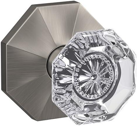 image:imageSchlage Custom FC21 ALX 716 CAM Alexandria Glass Knob with Camelot Trim HallCloset and BedBath Lock Aged BronzeSatin Nickel