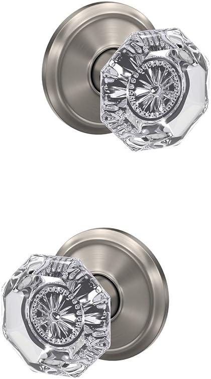 image:imageSchlage Custom FC21 ALX 716 CAM Alexandria Glass Knob with Camelot Trim HallCloset and BedBath Lock Aged BronzeSatin Nickel