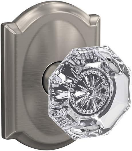 image:imageSchlage Custom FC21 ALX 716 CAM Alexandria Glass Knob with Camelot Trim HallCloset and BedBath Lock Aged BronzeSatin Nickel