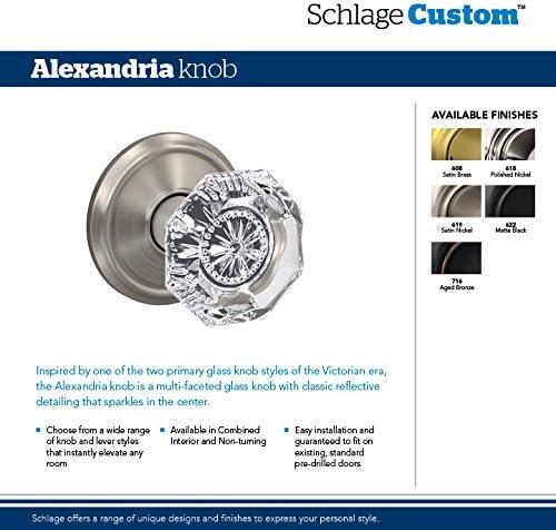 image:imageSchlage Custom FC21 ALX 716 CAM Alexandria Glass Knob with Camelot Trim HallCloset and BedBath Lock Aged BronzeSatin Nickel