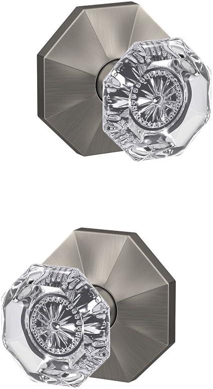 image:imageSchlage Custom FC21 ALX 716 CAM Alexandria Glass Knob with Camelot Trim HallCloset and BedBath Lock Aged BronzeSatin Nickel