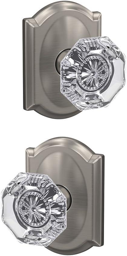 image:imageSchlage Custom FC21 ALX 716 CAM Alexandria Glass Knob with Camelot Trim HallCloset and BedBath Lock Aged BronzeSatin Nickel