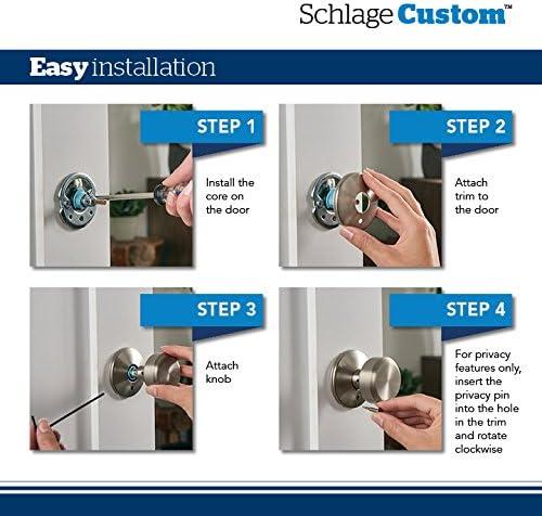 image:imageSchlage Custom FC21 ALX 716 CAM Alexandria Glass Knob with Camelot Trim HallCloset and BedBath Lock Aged BronzeSatin Nickel