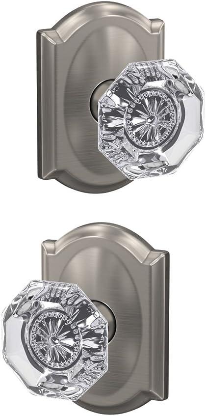 image:imageSchlage Custom FC21 ALX 716 CAM Alexandria Glass Knob with Camelot Trim HallCloset and BedBath Lock Aged BronzeSatin Nickel