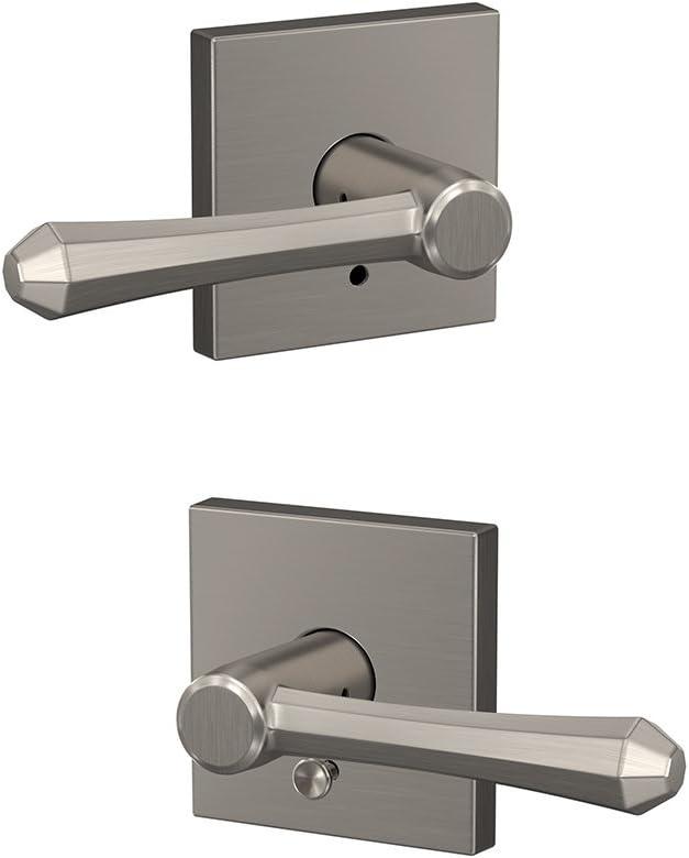 image:imageSchlage Custom FC21 DMP 619 RWD Dempsey Lever with Rosewood Trim HallCloset and BedBath Lock Satin NickelSatin Nickel