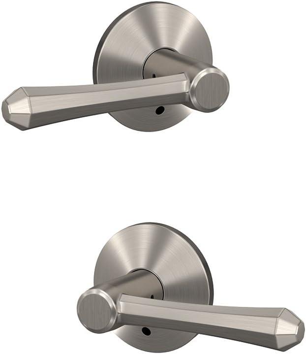 image:imageSchlage Custom FC21 DMP 619 RWD Dempsey Lever with Rosewood Trim HallCloset and BedBath Lock Satin NickelSatin Nickel