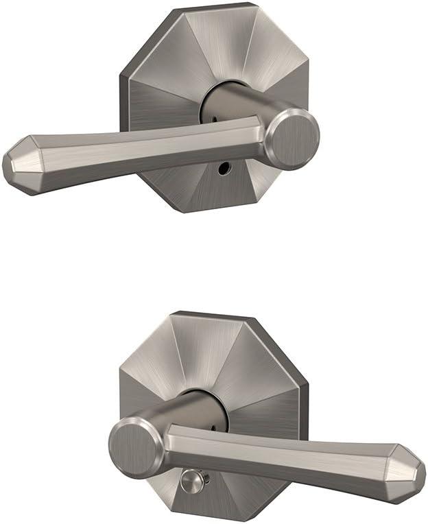 image:imageSchlage Custom FC21 DMP 619 RWD Dempsey Lever with Rosewood Trim HallCloset and BedBath Lock Satin NickelSatin Nickel