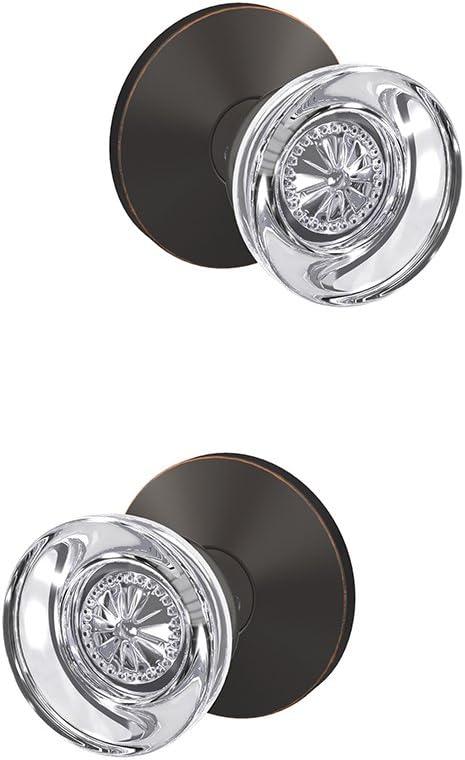 image:imageSchlage Custom FC21 HOB 619 KIN Hobson Glass Knob with Kinsler Trim HallCloset and BedBath Lock Satin NickelAged Bronze