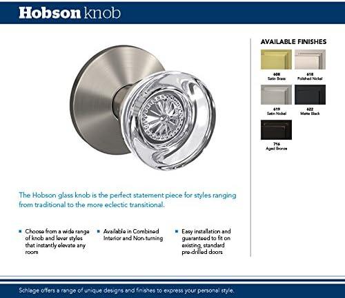 image:imageSchlage Custom FC21 HOB 619 KIN Hobson Glass Knob with Kinsler Trim HallCloset and BedBath Lock Satin NickelAged Bronze