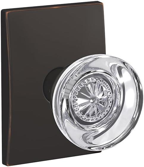 image:imageSchlage Custom FC21 HOB 619 KIN Hobson Glass Knob with Kinsler Trim HallCloset and BedBath Lock Satin NickelAged Bronze
