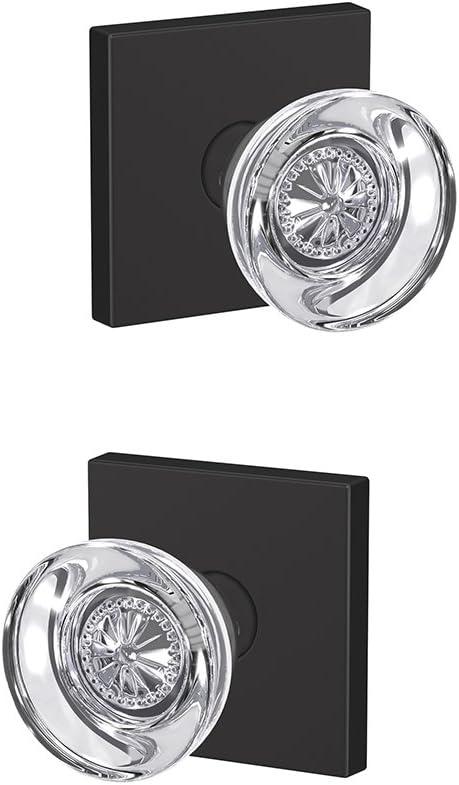 image:imageSchlage Custom FC21 HOB 619 KIN Hobson Glass Knob with Kinsler Trim HallCloset and BedBath Lock Satin NickelMatte Black