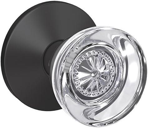 image:imageSchlage Custom FC21 HOB 619 KIN Hobson Glass Knob with Kinsler Trim HallCloset and BedBath Lock Satin NickelMatte Black