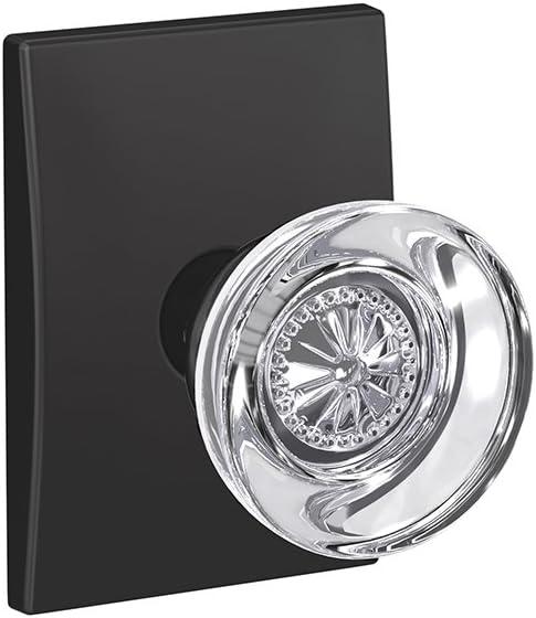 image:imageSchlage Custom FC21 HOB 619 KIN Hobson Glass Knob with Kinsler Trim HallCloset and BedBath Lock Satin NickelMatte Black