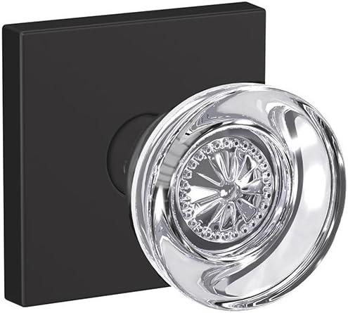 image:imageSchlage Custom FC21 HOB 619 KIN Hobson Glass Knob with Kinsler Trim HallCloset and BedBath Lock Satin NickelMatte Black