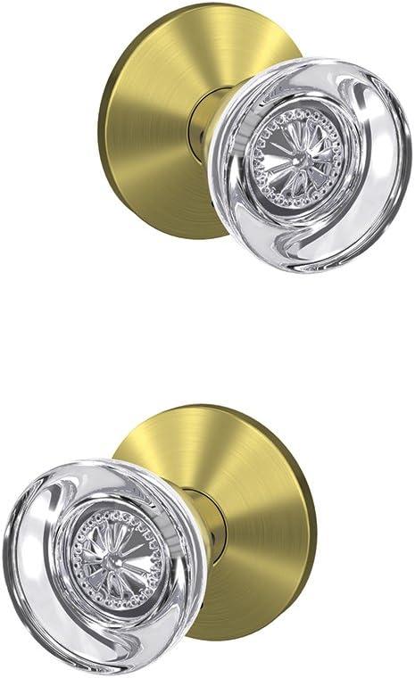 image:imageSchlage Custom FC21 HOB 619 KIN Hobson Glass Knob with Kinsler Trim HallCloset and BedBath Lock Satin NickelSatin Brass