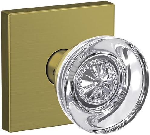 image:imageSchlage Custom FC21 HOB 619 KIN Hobson Glass Knob with Kinsler Trim HallCloset and BedBath Lock Satin NickelSatin Brass