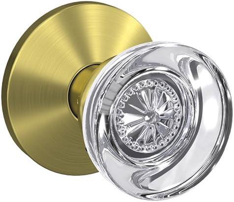 image:imageSchlage Custom FC21 HOB 619 KIN Hobson Glass Knob with Kinsler Trim HallCloset and BedBath Lock Satin NickelSatin Brass
