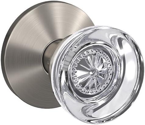 image:imageSchlage Custom FC21 HOB 619 KIN Hobson Glass Knob with Kinsler Trim HallCloset and BedBath Lock Satin NickelSatin Nickel