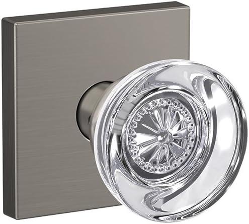 image:imageSchlage Custom FC21 HOB 619 KIN Hobson Glass Knob with Kinsler Trim HallCloset and BedBath Lock Satin NickelSatin Nickel