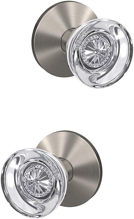 image:imageSchlage Custom FC21 HOB 619 KIN Hobson Glass Knob with Kinsler Trim HallCloset and BedBath Lock Satin NickelSatin Nickel