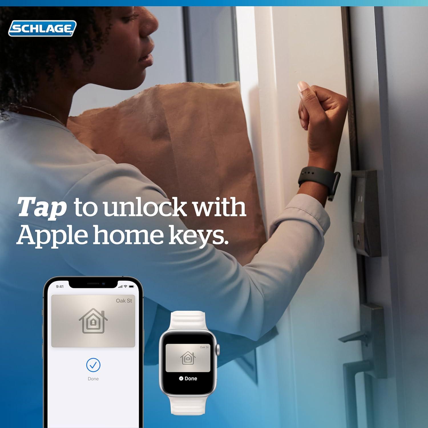 image:imageSchlage Encode Plus Smart WiFi Lock for Front Door Keyless Entry Deadbolt Unlock with Apple Watch Builtin WiFi and App Control Easy Install Alexa amp Apple HomeKit Compatible Aged BronzeSatin Nickel