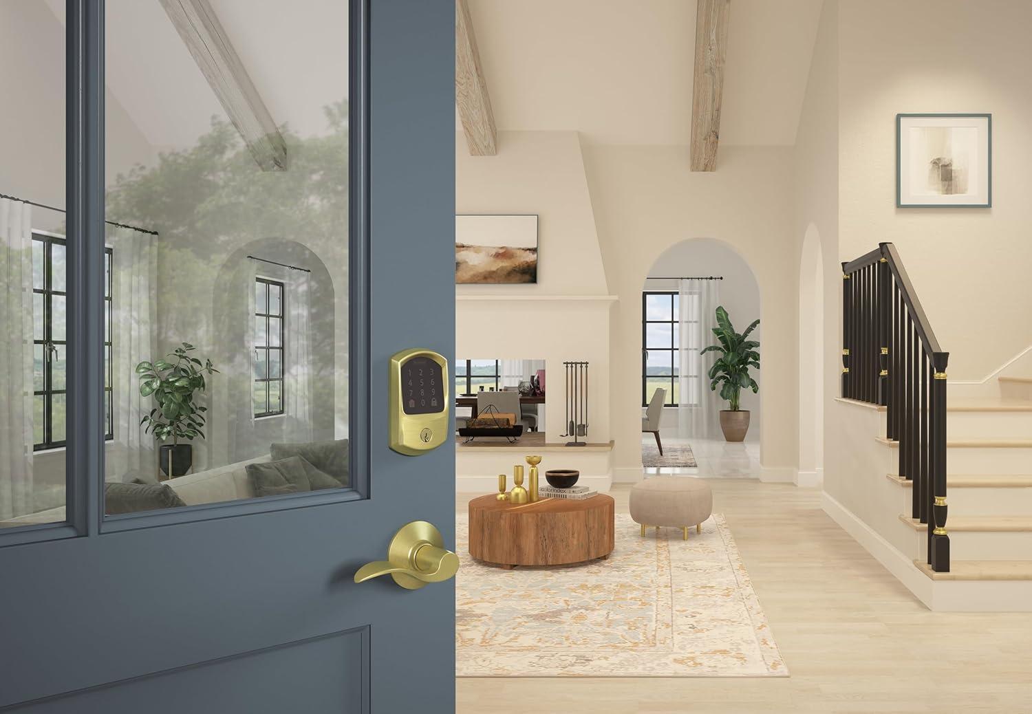 image:imageSchlage Encode Smart WiFi Deadbolt Lock for Front Door Keyless Entry with App or Touchscreen Works with Alexa Hey Google amp Airbnb Create Codes for Guests Satin NickelSatin Brass