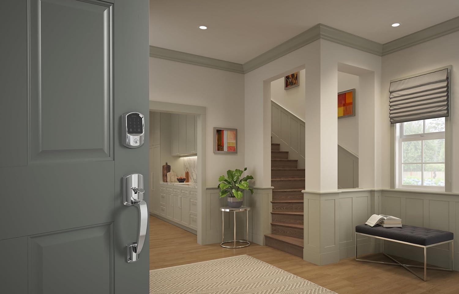 image:imageSchlage Encode Smart WiFi Deadbolt Lock for Front Door Keyless Entry with App or Touchscreen Works with Alexa Hey Google amp Airbnb Create Codes for Guests Satin NickelBright Chrome