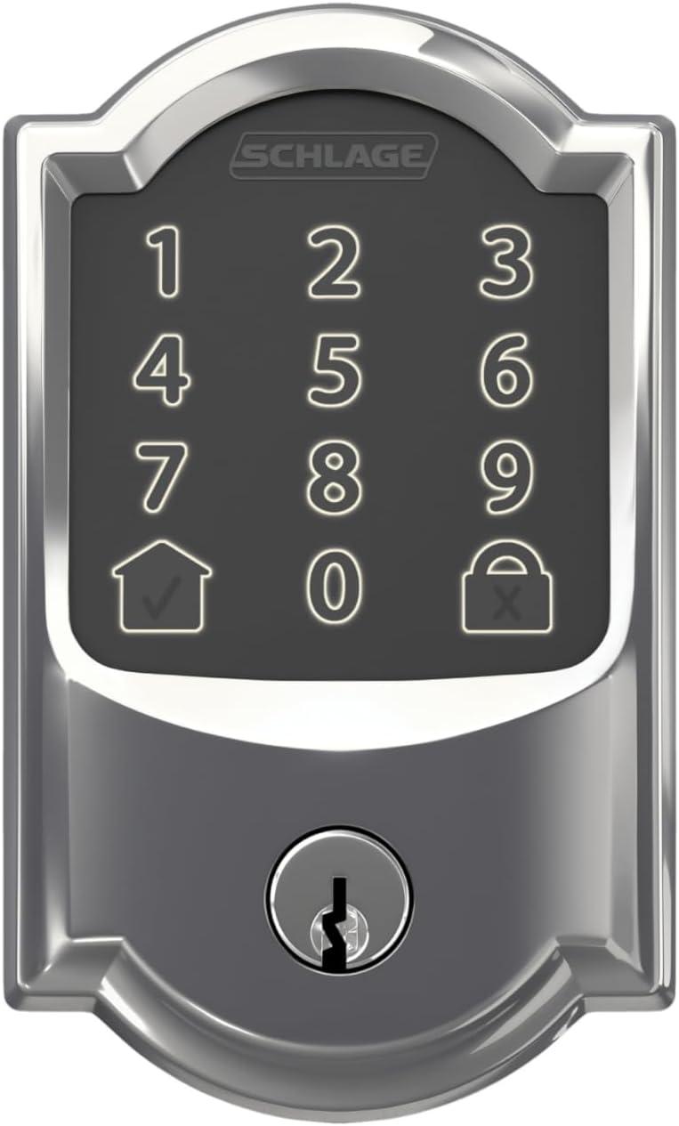 image:imageSchlage Encode Smart WiFi Deadbolt Lock for Front Door Keyless Entry with App or Touchscreen Works with Alexa Hey Google amp Airbnb Create Codes for Guests Satin NickelBright Chrome
