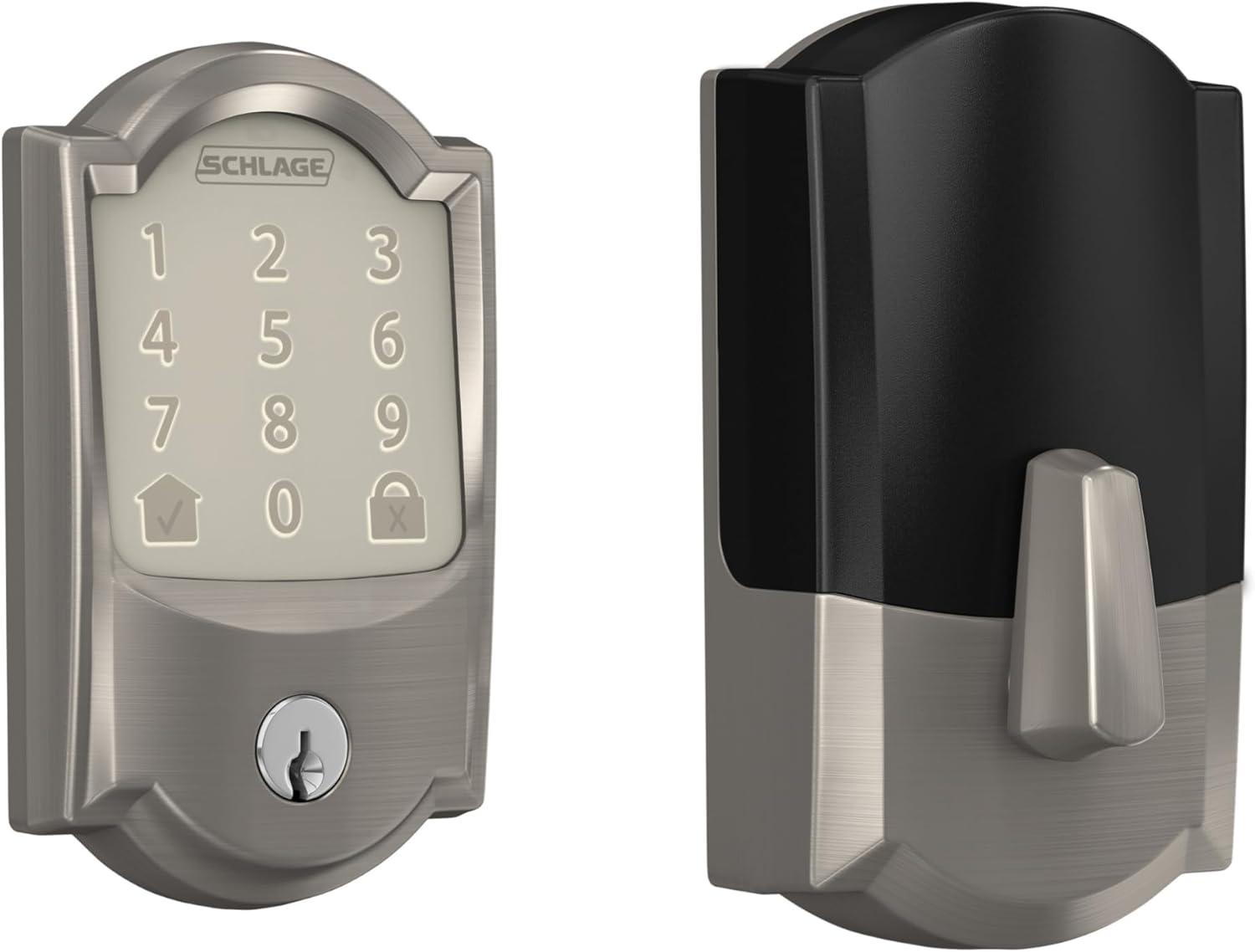 image:imageSchlage Encode Smart WiFi Deadbolt Lock for Front Door Keyless Entry with App or Touchscreen Works with Alexa Hey Google amp Airbnb Create Codes for Guests Satin NickelSatin Nickel