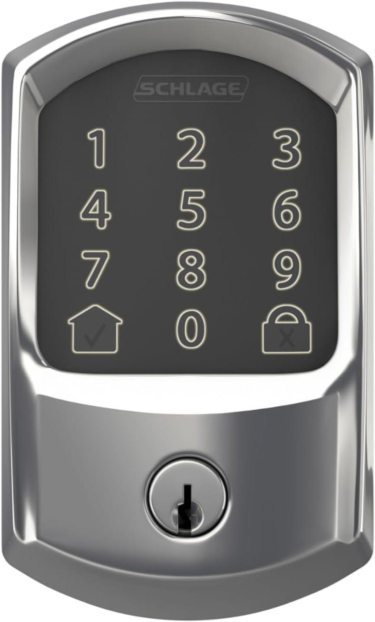 image:imageSchlage Encode Smart WiFi Deadbolt Lock for Front Door Keyless Entry with App or Touchscreen Works with Alexa Hey Google amp Airbnb Create Codes for Guests Satin NickelBright Chrome