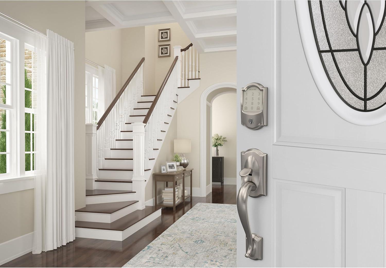 image:imageSchlage Encode Smart WiFi Deadbolt Lock for Front Door Keyless Entry with App or Touchscreen Works with Alexa Hey Google amp Airbnb Create Codes for Guests Satin NickelSatin Nickel