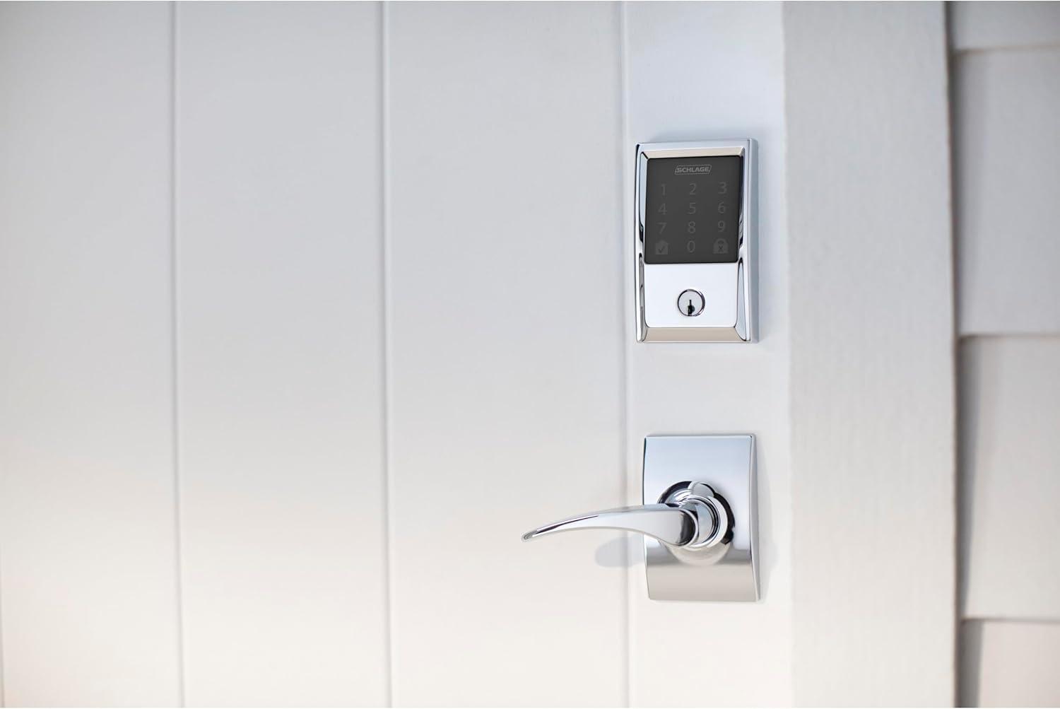 image:imageSchlage Encode Smart WiFi Deadbolt Lock for Front Door Keyless Entry with App or Touchscreen Works with Alexa Hey Google amp Airbnb Create Codes for Guests Satin NickelBright Chrome