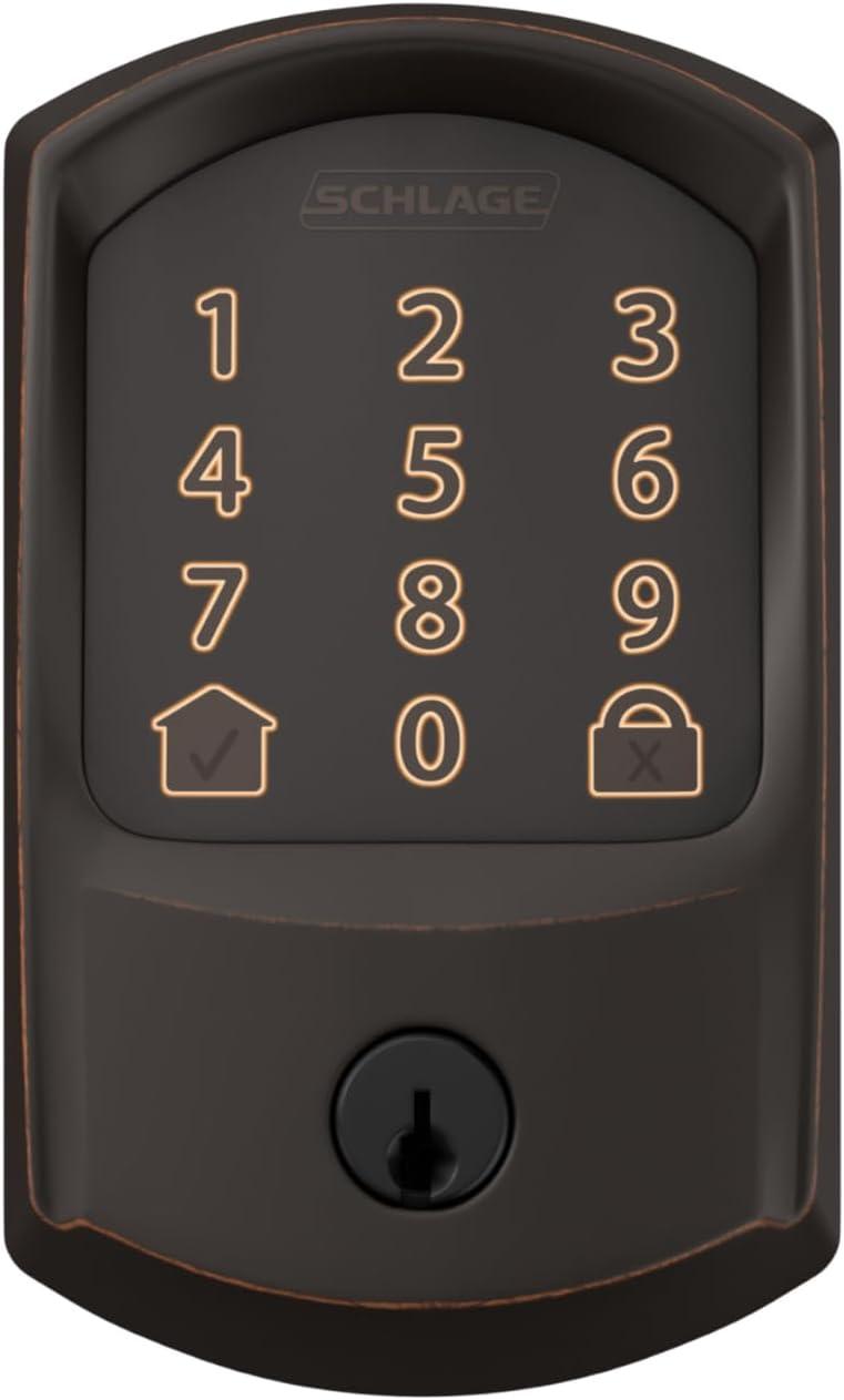 image:imageSchlage Encode Smart WiFi Deadbolt Lock for Front Door Keyless Entry with App or Touchscreen Works with Alexa Hey Google amp Airbnb Create Codes for Guests Satin NickelAged Bronze