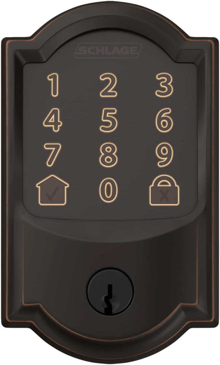 image:imageSchlage Encode Smart WiFi Deadbolt Lock for Front Door Keyless Entry with App or Touchscreen Works with Alexa Hey Google amp Airbnb Create Codes for Guests Satin NickelAged Bronze