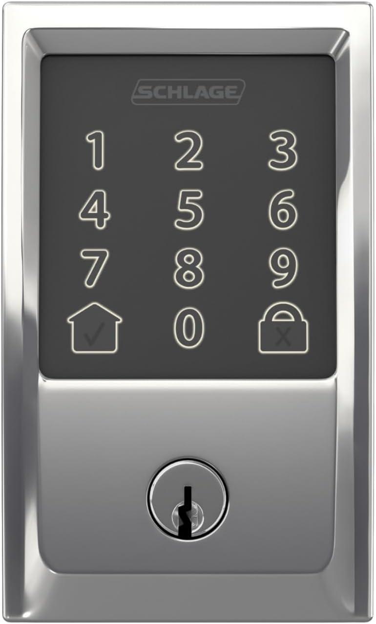 image:imageSchlage Encode Smart WiFi Deadbolt Lock for Front Door Keyless Entry with App or Touchscreen Works with Alexa Hey Google amp Airbnb Create Codes for Guests Satin NickelBright Chrome