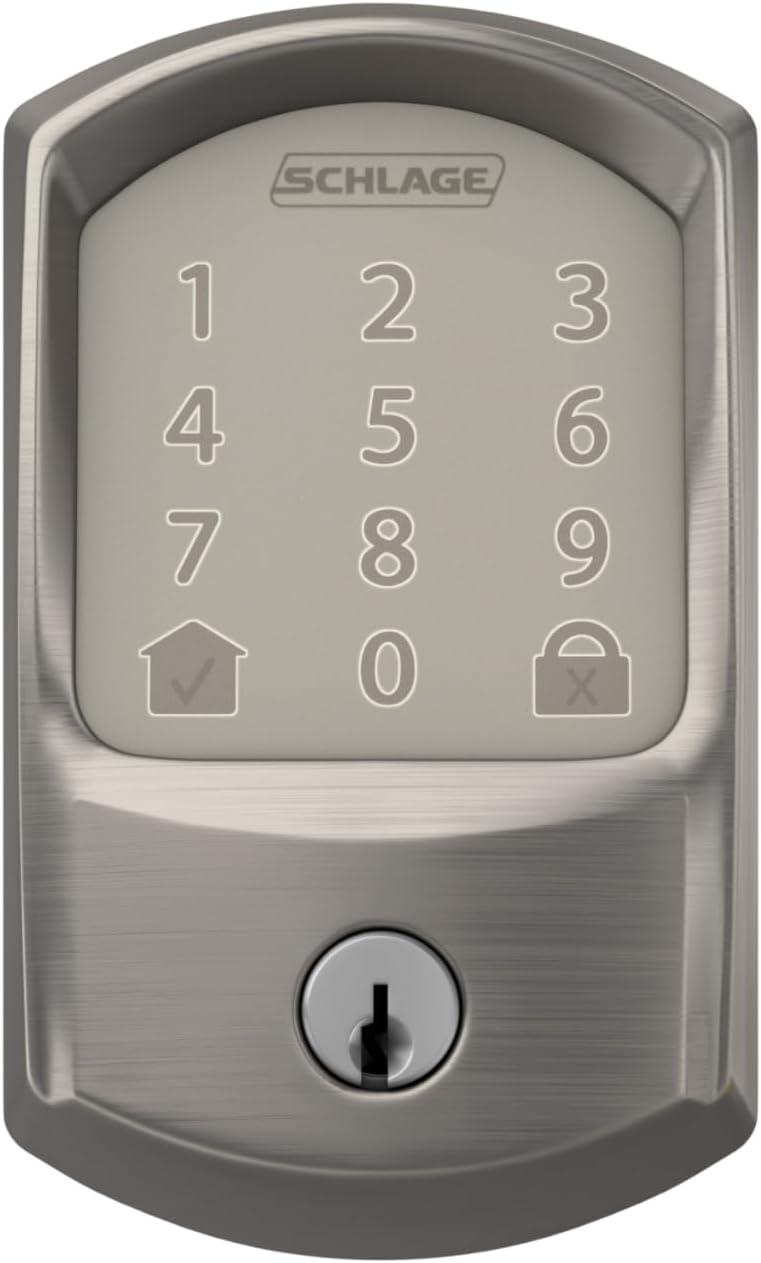 image:imageSchlage Encode Smart WiFi Deadbolt Lock for Front Door Keyless Entry with App or Touchscreen Works with Alexa Hey Google amp Airbnb Create Codes for Guests Satin NickelSatin Nickel