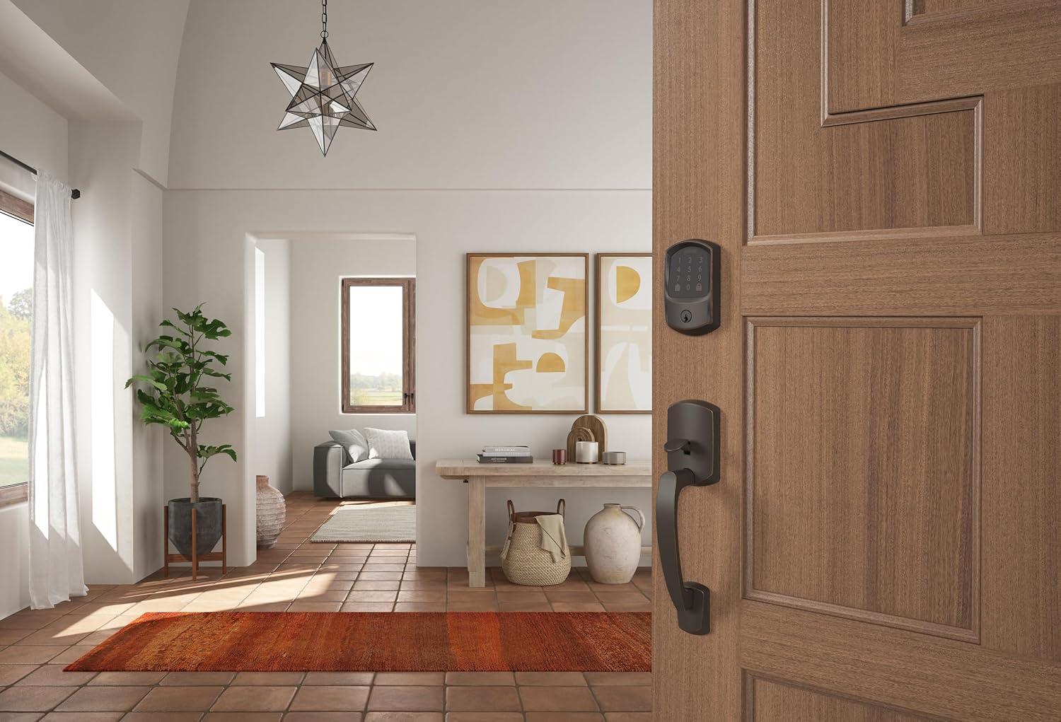 image:imageSchlage Encode Smart WiFi Deadbolt Lock for Front Door Keyless Entry with App or Touchscreen Works with Alexa Hey Google amp Airbnb Create Codes for Guests Satin NickelAged Bronze