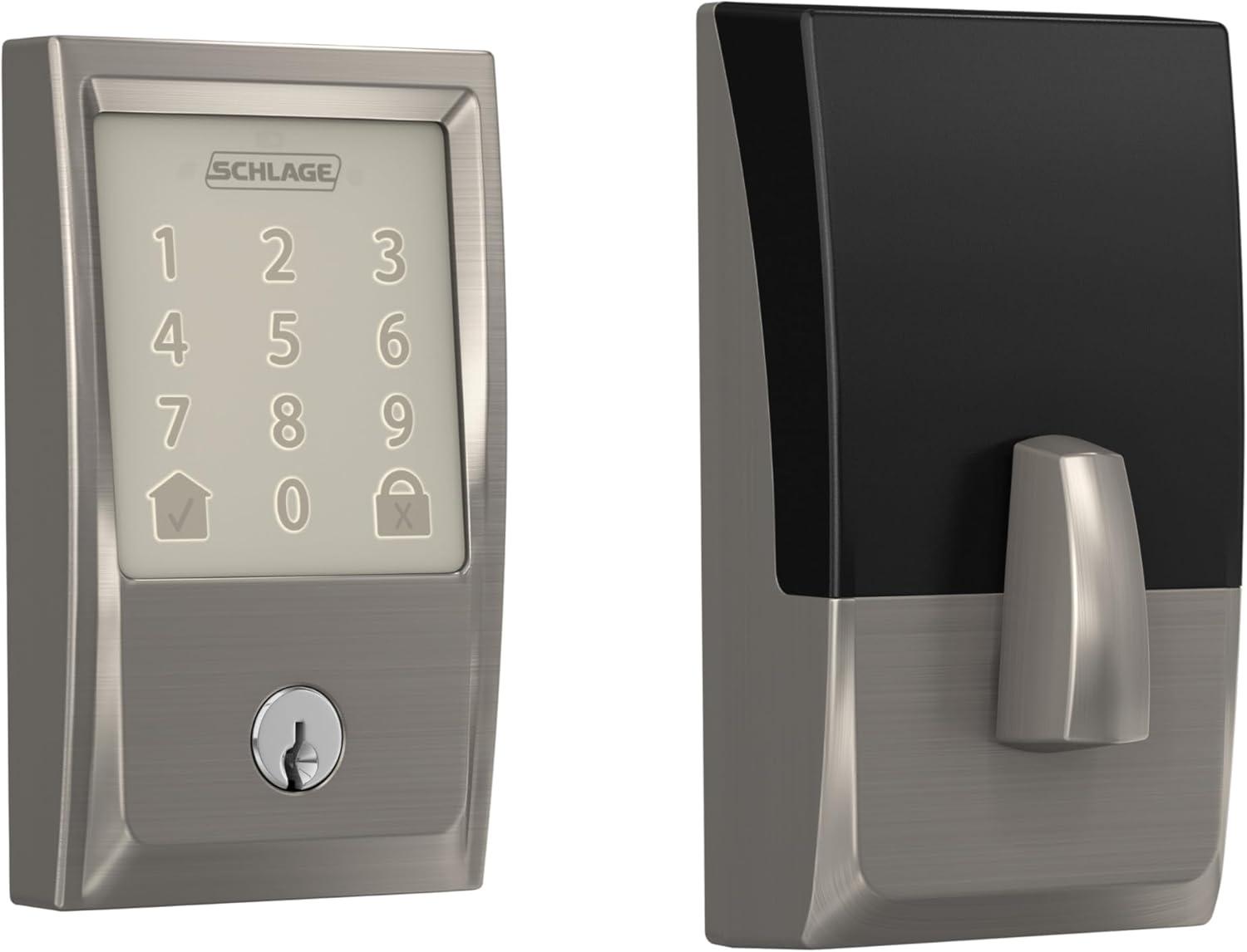 image:imageSchlage Encode Smart WiFi Deadbolt Lock for Front Door Keyless Entry with App or Touchscreen Works with Alexa Hey Google amp Airbnb Create Codes for Guests Satin NickelSatin Nickel