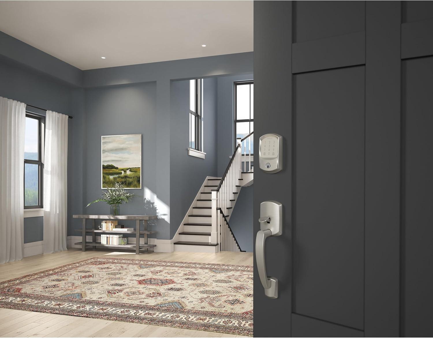 image:imageSchlage Encode Smart WiFi Deadbolt Lock for Front Door Keyless Entry with App or Touchscreen Works with Alexa Hey Google amp Airbnb Create Codes for Guests Satin NickelSatin Nickel