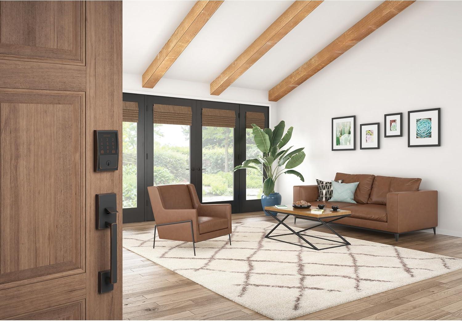 image:imageSchlage Encode Smart WiFi Deadbolt Lock for Front Door Keyless Entry with App or Touchscreen Works with Alexa Hey Google amp Airbnb Create Codes for Guests Satin NickelAged Bronze