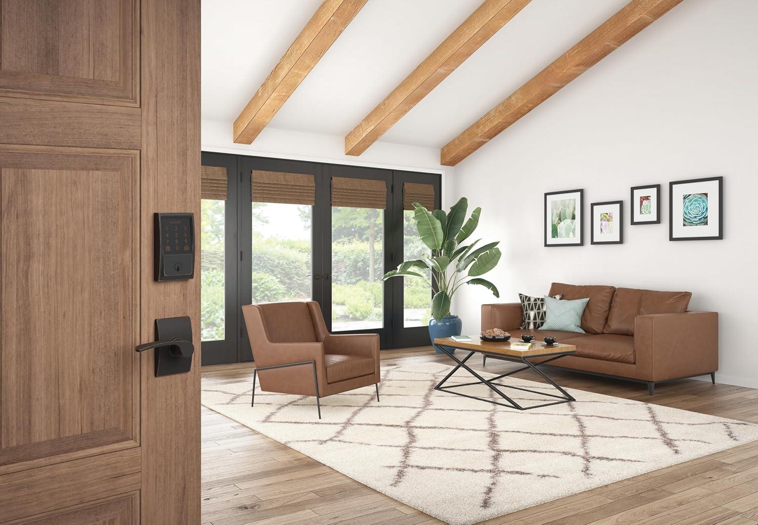 image:imageSchlage Encode Smart WiFi Deadbolt Lock for Front Door Keyless Entry with App or Touchscreen Works with Alexa Hey Google amp Airbnb Create Codes for Guests Satin NickelAged Bronze