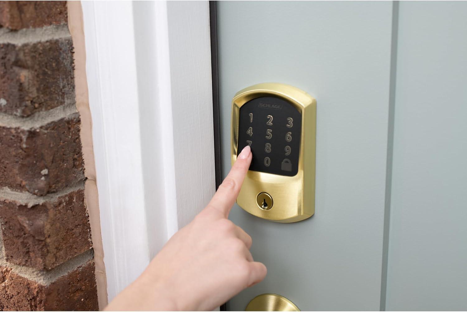 image:imageSchlage Encode Smart WiFi Deadbolt Lock for Front Door Keyless Entry with App or Touchscreen Works with Alexa Hey Google amp Airbnb Create Codes for Guests Satin NickelSatin Brass
