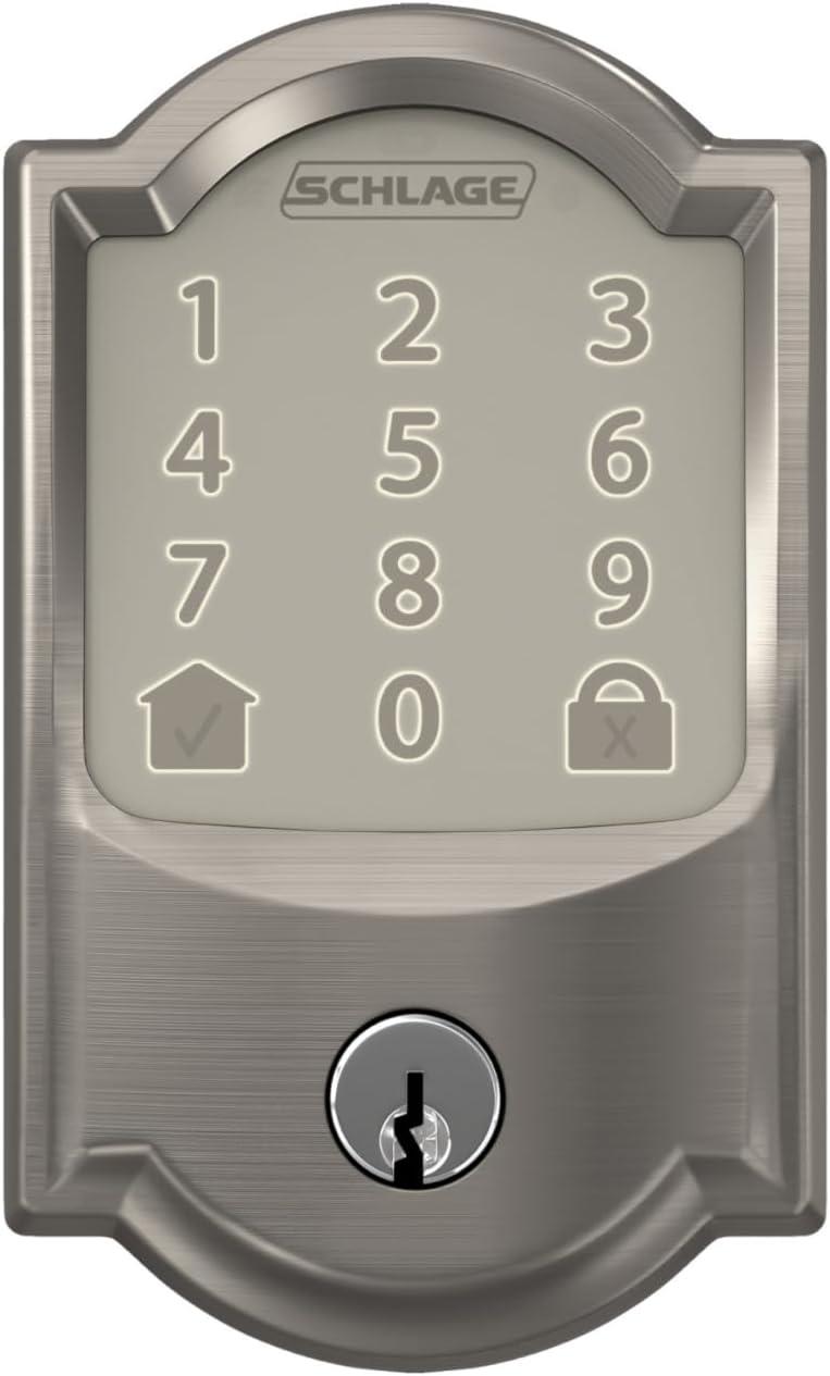 image:imageSchlage Encode Smart WiFi Deadbolt Lock for Front Door Keyless Entry with App or Touchscreen Works with Alexa Hey Google amp Airbnb Create Codes for Guests Satin NickelSatin Nickel