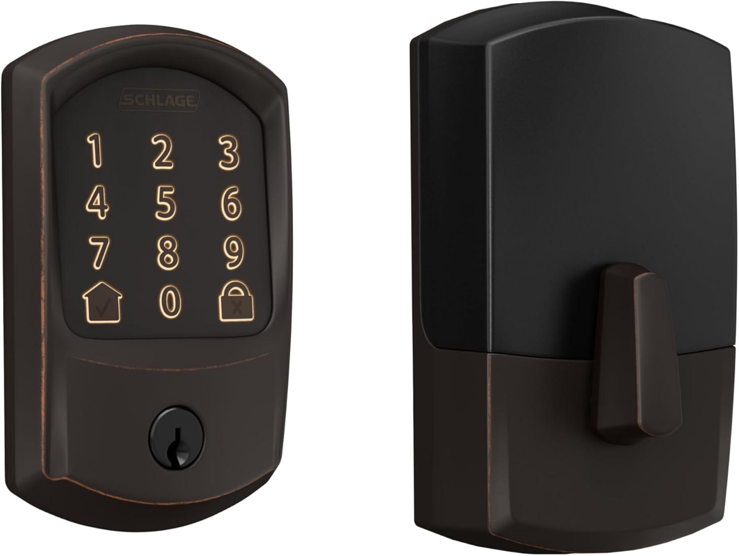 image:imageSchlage Encode Smart WiFi Deadbolt Lock for Front Door Keyless Entry with App or Touchscreen Works with Alexa Hey Google amp Airbnb Create Codes for Guests Satin NickelAged Bronze