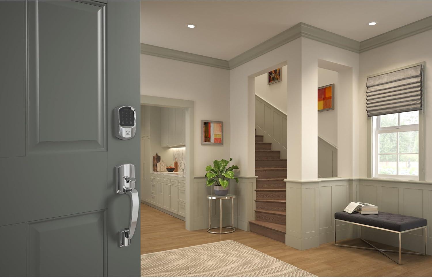 image:imageSchlage Encode Smart WiFi Deadbolt Lock for Front Door Keyless Entry with App or Touchscreen Works with Alexa Hey Google amp Airbnb Create Codes for Guests Satin NickelBright Chrome
