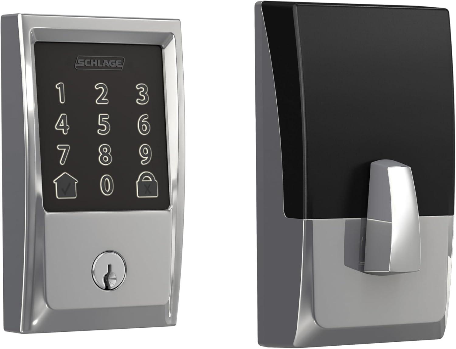 image:imageSchlage Encode Smart WiFi Deadbolt Lock for Front Door Keyless Entry with App or Touchscreen Works with Alexa Hey Google amp Airbnb Create Codes for Guests Satin NickelBright Chrome
