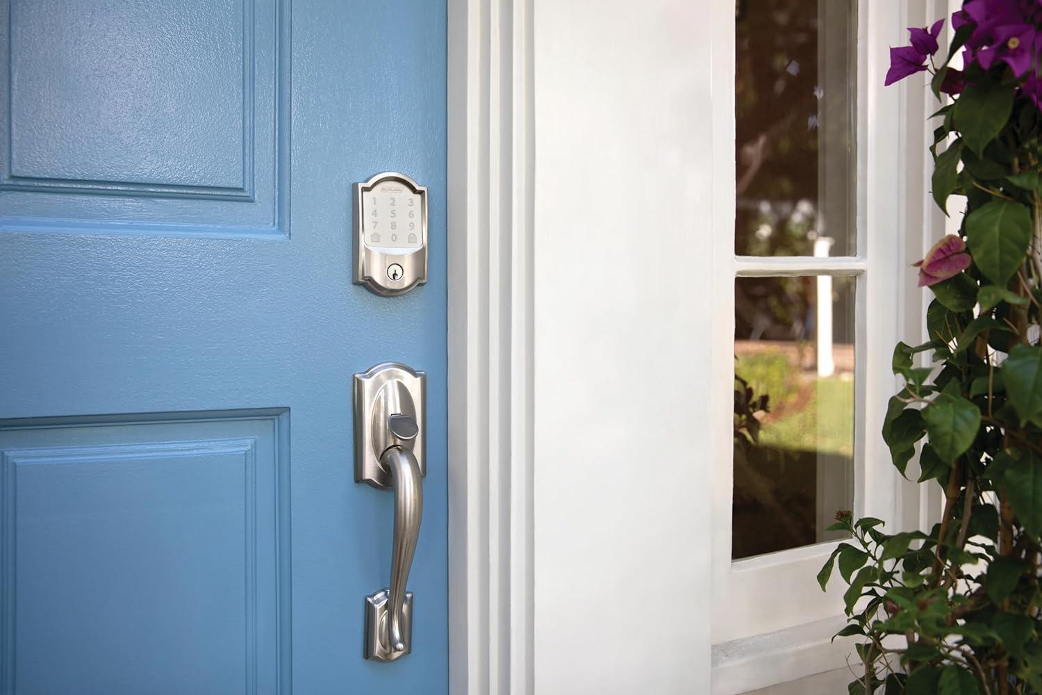 image:imageSchlage Encode Smart WiFi Deadbolt Lock for Front Door Keyless Entry with App or Touchscreen Works with Alexa Hey Google amp Airbnb Create Codes for Guests Satin NickelSatin Nickel