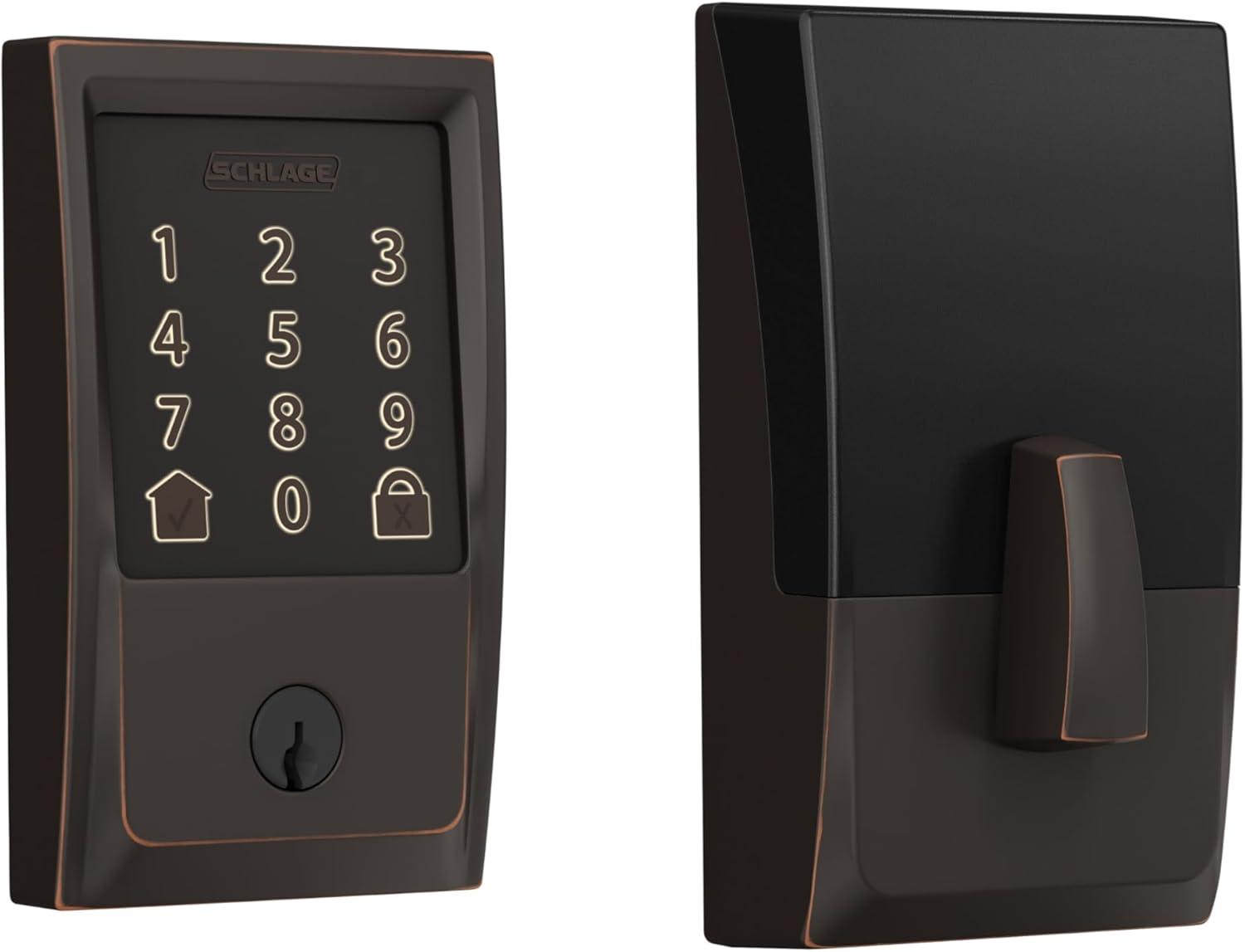 image:imageSchlage Encode Smart WiFi Deadbolt Lock for Front Door Keyless Entry with App or Touchscreen Works with Alexa Hey Google amp Airbnb Create Codes for Guests Satin NickelAged Bronze